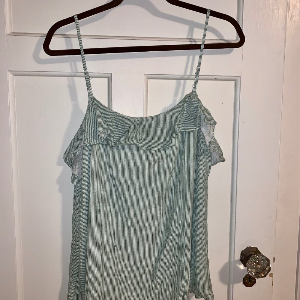 NWT Stripe Ruffle Tank - Picture 2 of 4